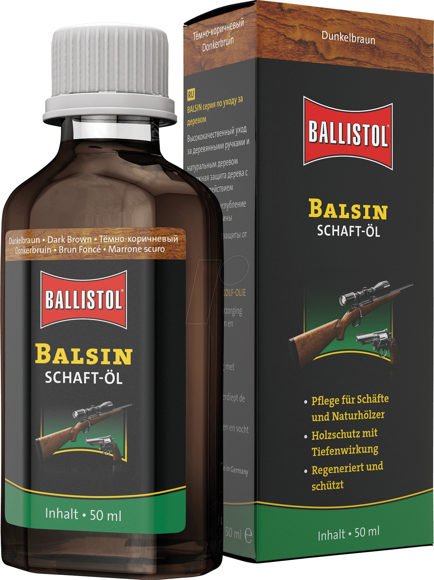 Olej na pažbu Balsin, tmavo hnedý, 50ml