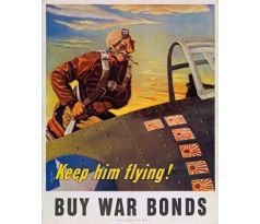 Vintage plagát - Keep him flying! Buy war bonds