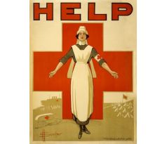 Plagát -  HELP - Red Cross Nurse poster ww1