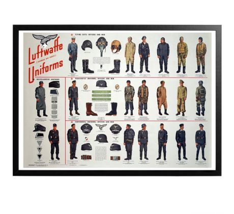 German Luftwaffe Uniforms Chart Poster