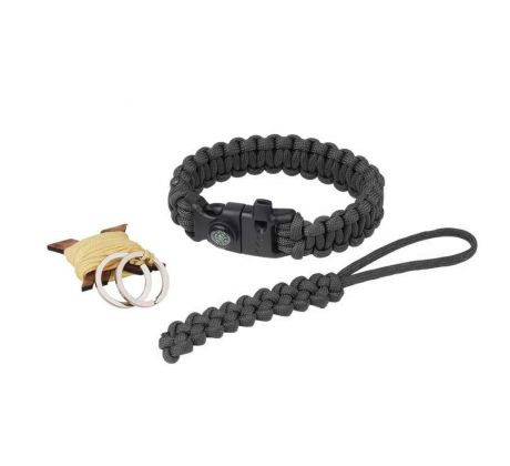 Paracord náramok EDCX - Survival Kit - Black