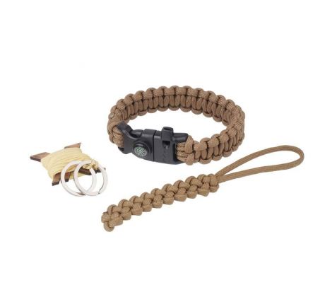 Paracord náramok EDCX - Survival Kit - Coyote