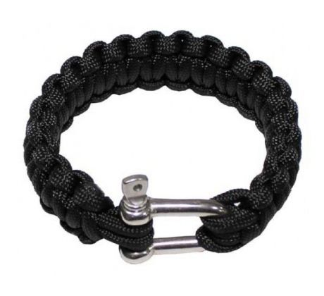 Náramok PARACORD s kovovou sponou - čierny