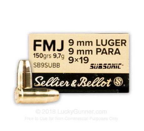 9mm Luger S&B Subsonic 150gr/9,7g - FMJ