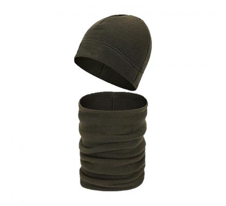 Čiapka s nákrčníkom BEANIE, olive green, CMG CZ-BN-SC-OG